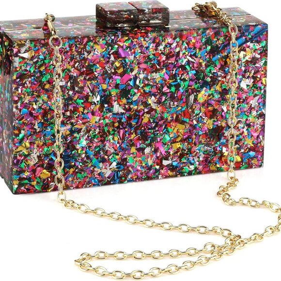 Women Clutches Evening Bags Acrylic Multicolor Purses and Handbags Shoulder Cros - Picture 1 of 8